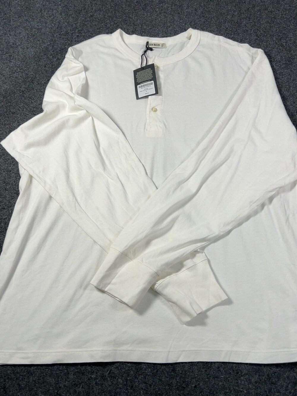 Buck Mason Pima Classic Henley Longsleeve Natural White Mens XL NWI Msrp88 [NC12